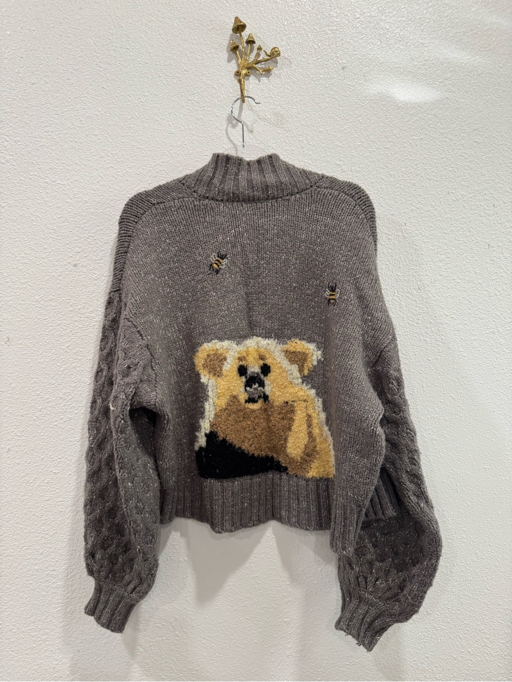 Pilcro Anthropologie Honey Bear Cardigan Sweater Cozy Grey Knit Sz: S - Picture 10 of 10